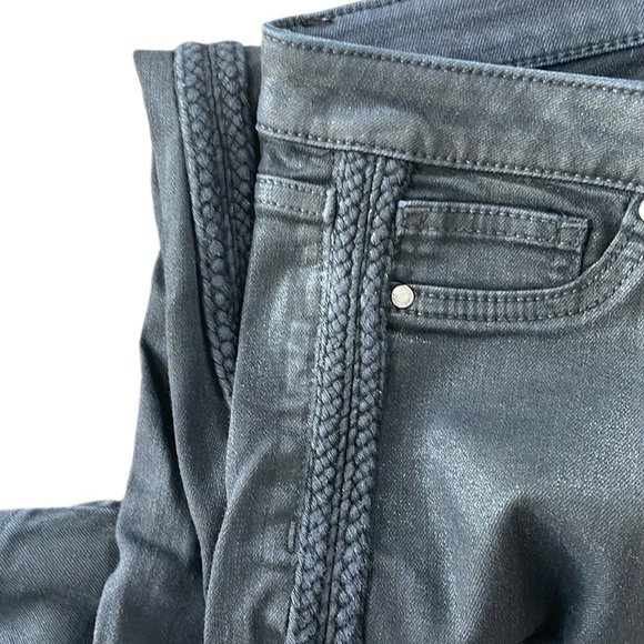 Elie Tahari Azella Braid Waxed Skinny Jeans in Black Size 25 - Picture 8 of 10